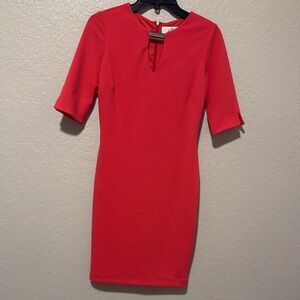 Belle Badgley Mischka Red Dress Career Work Cocktail Fitted